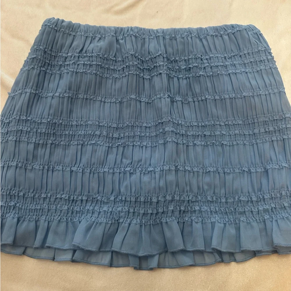 Abercrombie & Fitch Light Blue ruched Ruffled Mini Skirt skort 38077 - Picture 6 of 11